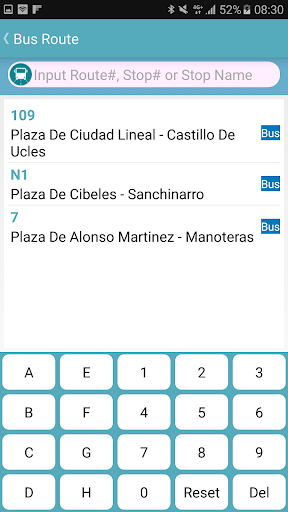 Madrid Bus Timetable Screen 2