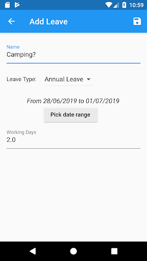 Leave Planner Screen 2
