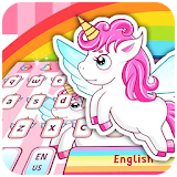 Pink cartoon cute unicorn keyboard icon