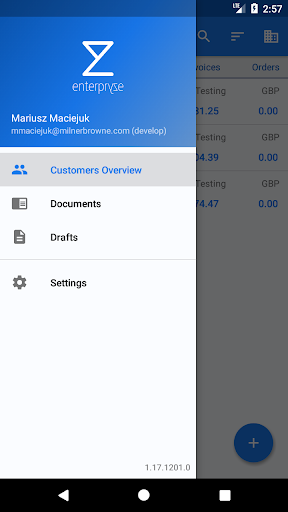 Android application Enterpryze mobileCollect screenshort
