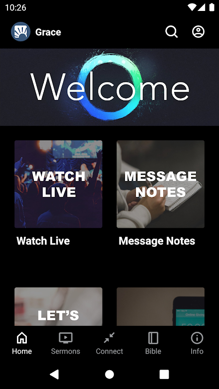 Grace Church App Screen 1