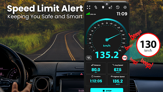 FastUU Compteur de Vitesse GPS numérique Odomètre, Compteur de Vitesse LCD  étanche 2 , Compteur de Vitesse MHP réglable 12 V / 24 V avec Anti-buée