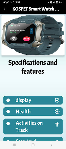 Android application KOSPET Smart Watch guide screenshort