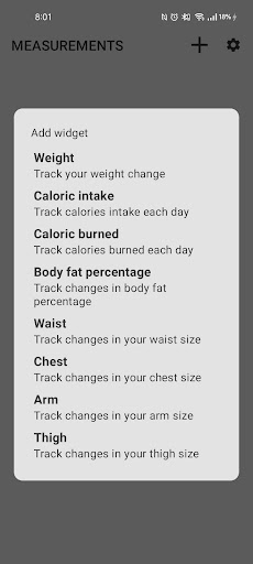 Android application Body Measurement Tracker screenshort