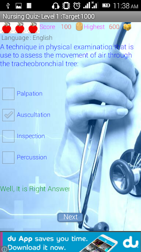 Android application Nursing Quiz screenshort