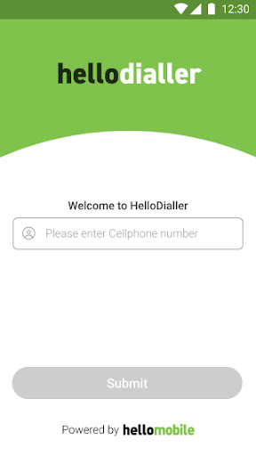 Android application HelloMobile Dialler screenshort