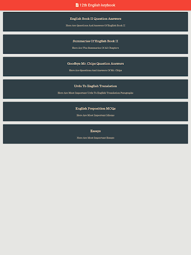 12th Class English Key book