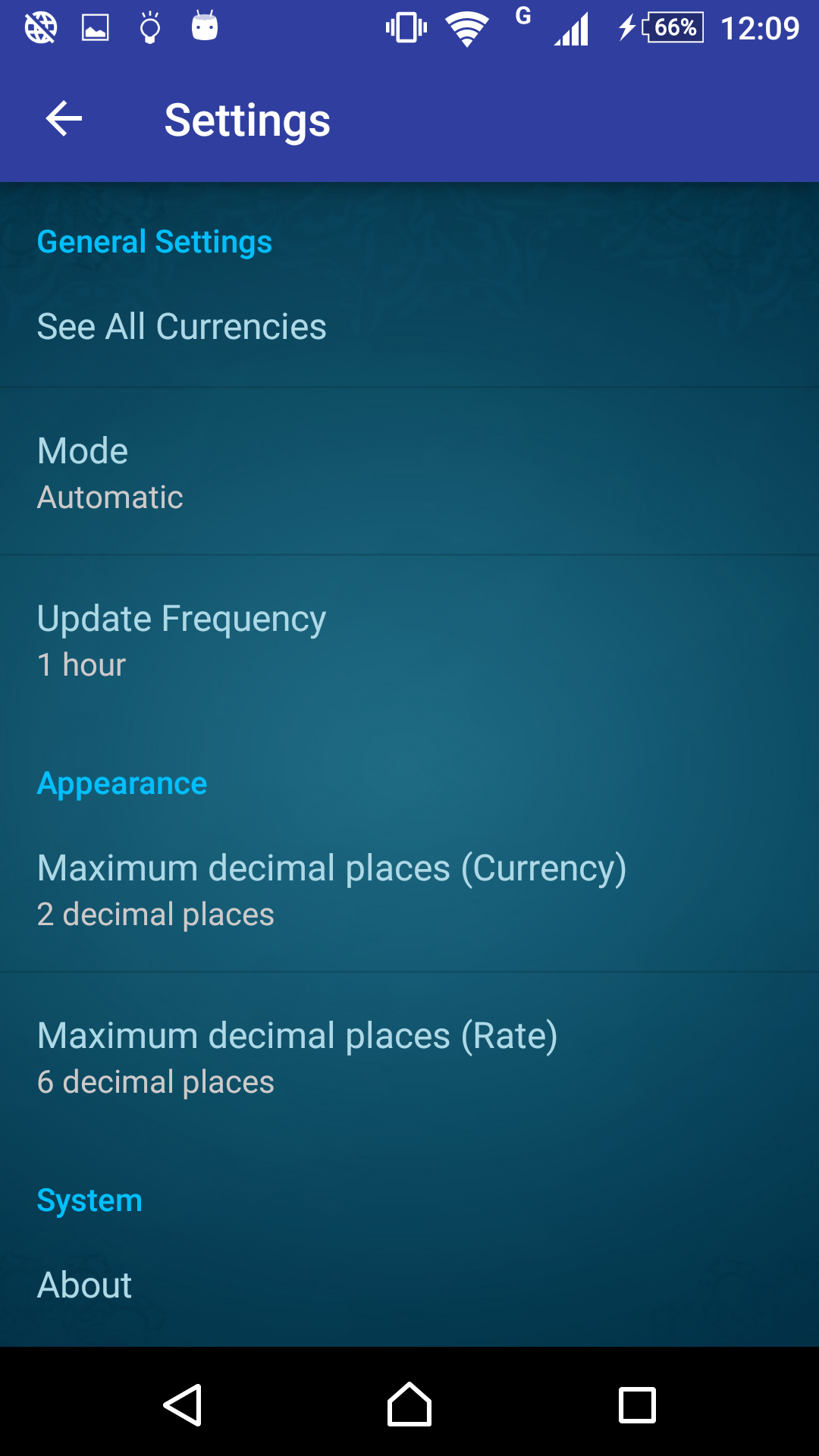 Android application Euro x Canadian Dollar screenshort