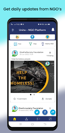 Android application Unite NGO Platform screenshort