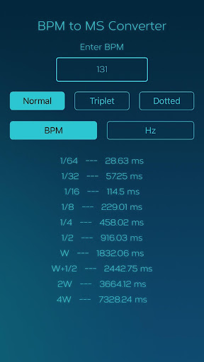 Android application BPM to MS Converter screenshort