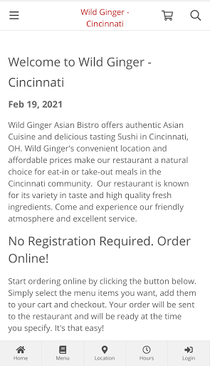 Wild Ginger - Cincinnati Order Screen 3