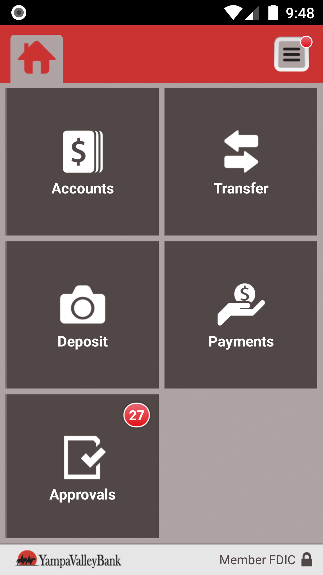 Android application YAMPA VALLEY BANK APP screenshort