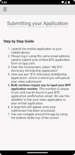 BTC Advocacy Scholarships Screen 2