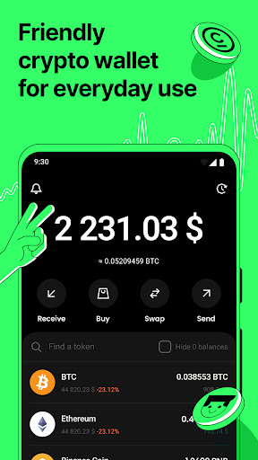 Android application Crypto wallet — Bitcoin & USDT screenshort