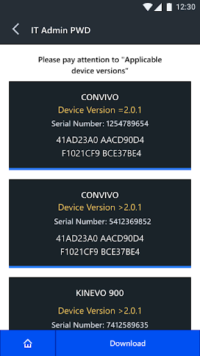 Android application ZEISS KeyGen screenshort