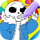 Coloring skull friends icon