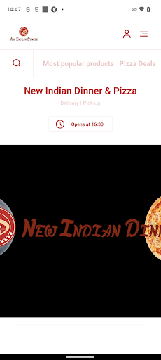 Android application New Indian Dinner & Pizza screenshort