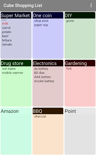 Android application Cube Shopping List screenshort