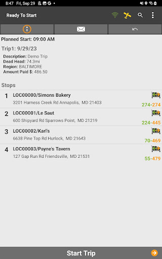 Android application Roadnet Mobile Demo screenshort