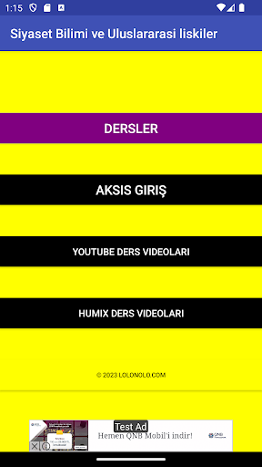 Android application Auzef Uluslararası İlişkiler screenshort