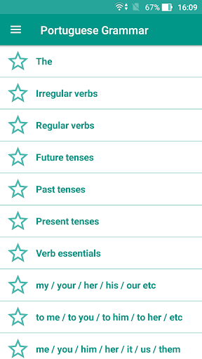 Android application Portuguese Grammar screenshort