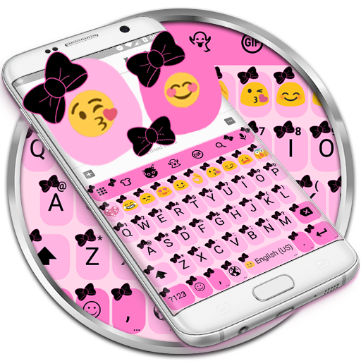 Emoji Keyboard Bow Pink Black  Icon