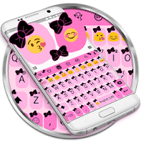 Ribbon Pink Black Emoji Keyboard Theme