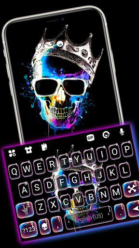 Android application Neon Skull King Keyboard Backg screenshort