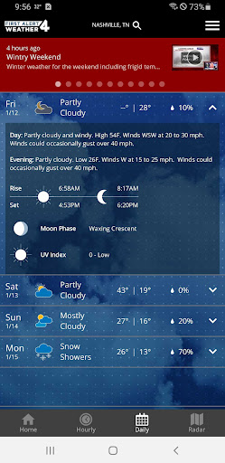 Screenshot of WSMV 4 FIRST ALERT Weather