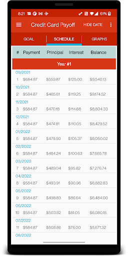 Credit Card Payoff Screen 2