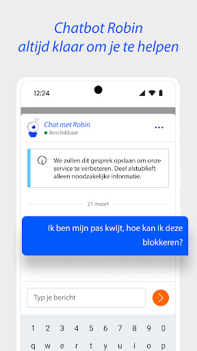 Screenshot van de Rabobank app