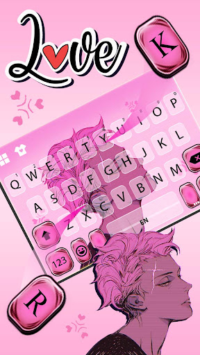 Pink Anime Boy Keyboard Backgr Screen 3