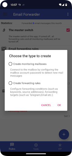 Android application Email forwarder screenshort