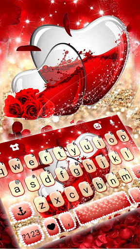Android application Rose Glass Hearts Keyboard Bac screenshort