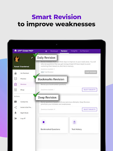 Screenshot of CFP Exam Prep App by Achieve