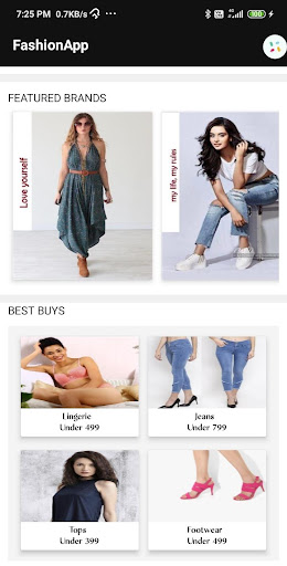 Android application Fashion screenshort