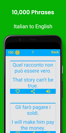 Android application Italian Phrases screenshort