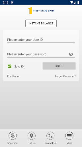 First State Bank Mobile App Screen 2