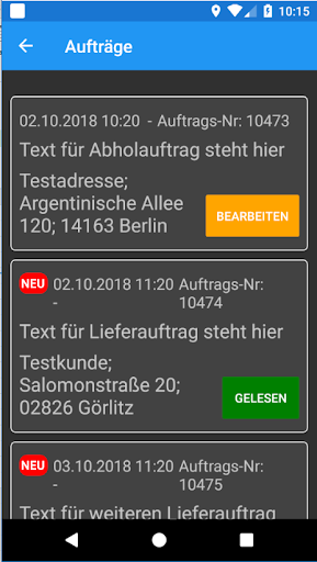 CSH-Auftrag Screen 2