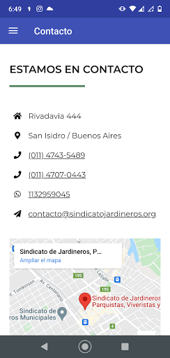 Android application Sindicato de Jardineros screenshort
