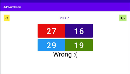 AddNumGame Screen 3