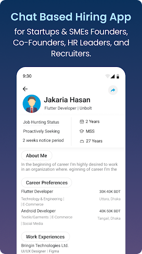Android application Unbolt - Chat Based Hiring App screenshort