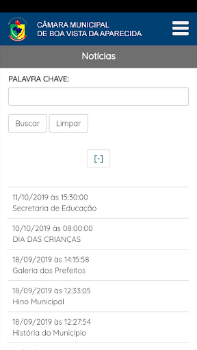 Android application Câmara Boa Vista da Aparecida screenshort