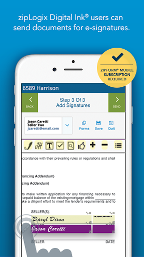 zipForm® Mobile Companion Screen 3
