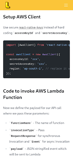 Android application LearnAWS.io screenshort