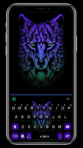 Android application Cool Neon Blue Wolf Keyboard B screenshort