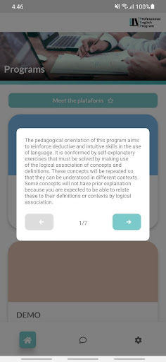 Professional English Program Screen 2