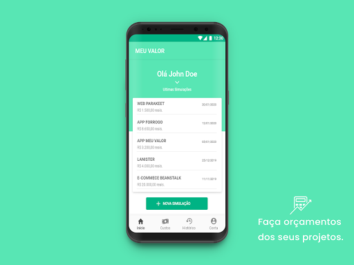 Android application MEU VALOR screenshort