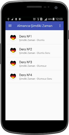 Android application Almanca öğreniyorum (Şimdiki). screenshort