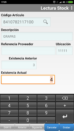 Stock3, Lectura Stock Almacén Screen 2